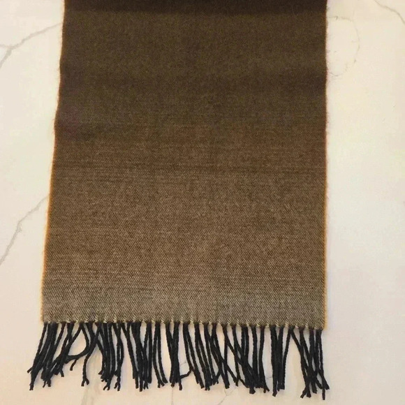 100% Cashmere Ombre Scarf Made In England Brown - Picture 3 of 4